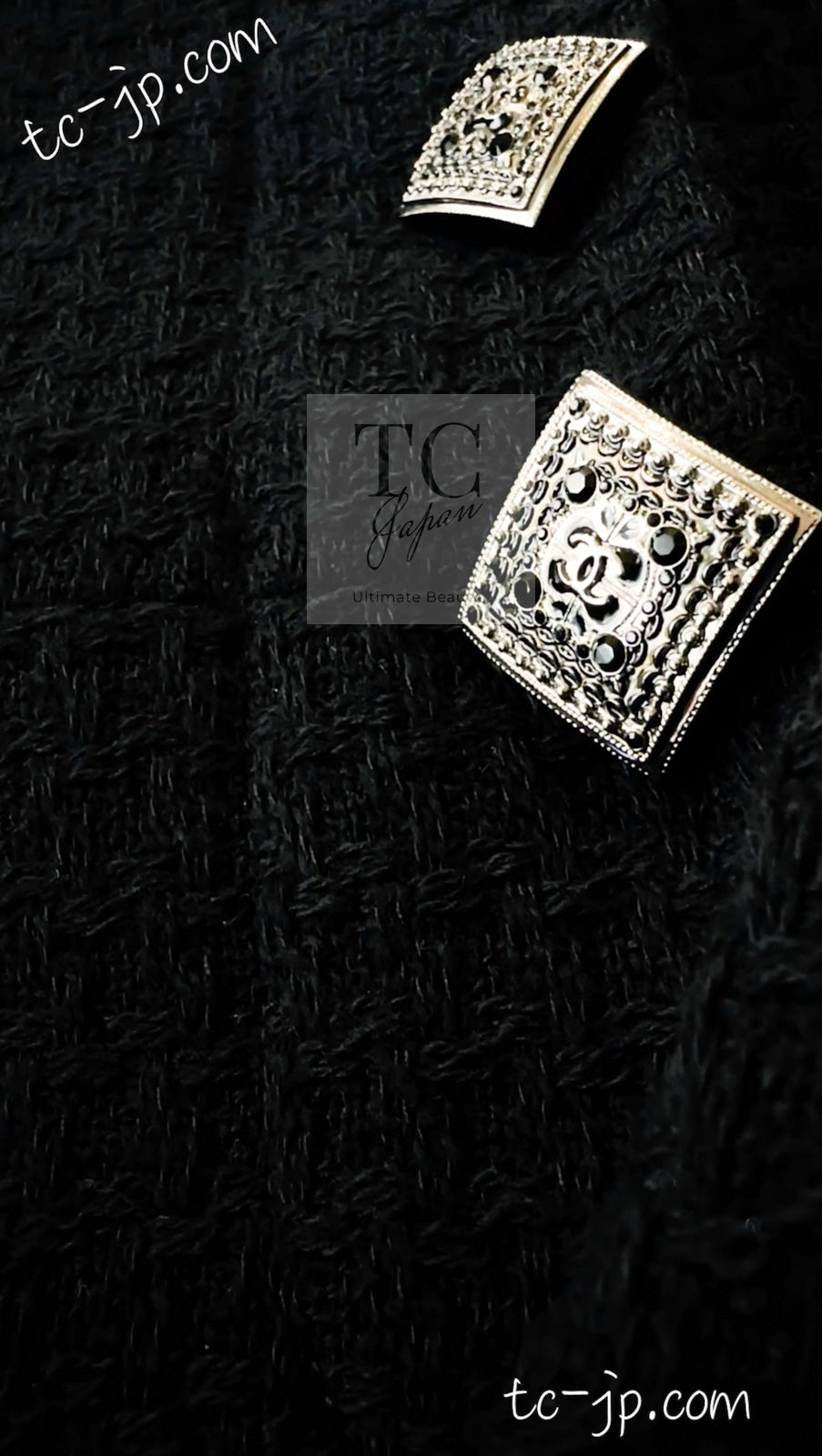 シャネル ジャケット コート CHANEL 11PF ブラック ボタン ウール