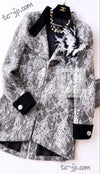CHANEL 16PF Black White Gray Lace Jacket Coat 36 シャネル ブラック ホワイト グレー レース ジャケット コート 即発