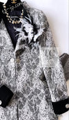 CHANEL 16PF Black White Gray Lace Jacket Coat 36 シャネル ブラック ホワイト グレー レース ジャケット コート 即発