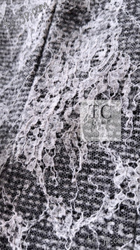 CHANEL 16PF Black White Gray Lace Jacket Coat 36 シャネル ブラック ホワイト グレー レース ジャケット コート 即発
