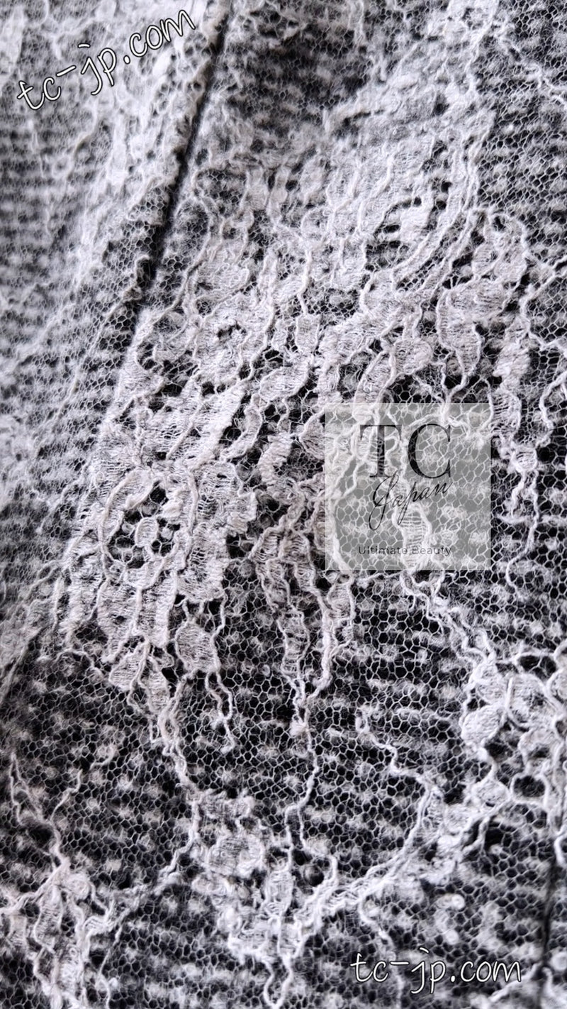 CHANEL 16PF Black White Gray Lace Jacket Coat 36 シャネル ブラック ホワイト グレー レース ジャケット コート 即発