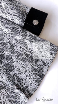 CHANEL 16PF Black White Gray Lace Jacket Coat 36 シャネル ブラック ホワイト グレー レース ジャケット コート 即発