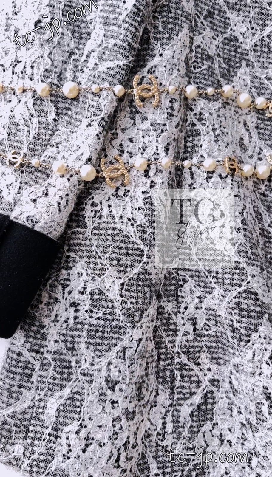 CHANEL 16PF Black White Gray Lace Jacket Coat 36 シャネル ブラック ホワイト グレー レース ジャケット コート 即発