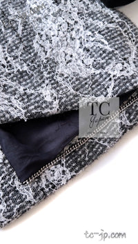 CHANEL 16PF Black White Gray Lace Jacket Coat 36 シャネル ブラック ホワイト グレー レース ジャケット コート 即発