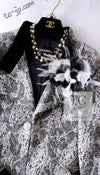 CHANEL 16PF Black White Gray Lace Jacket Coat 36 シャネル ブラック ホワイト グレー レース ジャケット コート 即発