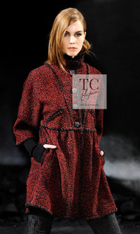 CHANEL 11A Red Black Gripox Button Wool Tweed Jacket Coat 38 シャネル レッド ブラック グリポワ 宝石 ボタン ジャケット コート 即発