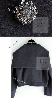 CHANEL 12A Gray Sailor Collar Wool Double Jacket 38 40 シャネル グレー セーラー カラー ウール ダブル ジャケット 即発