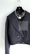 CHANEL 12A Gray Sailor Collar Wool Double Jacket 38 40 シャネル グレー セーラー カラー ウール ダブル ジャケット 即発