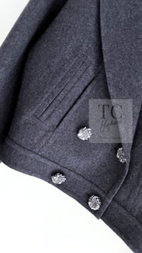 CHANEL 12A Gray Sailor Collar Wool Double Jacket 38 40 シャネル グレー セーラー カラー ウール ダブル ジャケット 即発