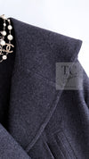 CHANEL 12A Gray Sailor Collar Wool Double Jacket 38 40 シャネル グレー セーラー カラー ウール ダブル ジャケット 即発