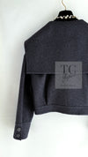 CHANEL 12A Gray Sailor Collar Wool Double Jacket 38 40 シャネル グレー セーラー カラー ウール ダブル ジャケット 即発