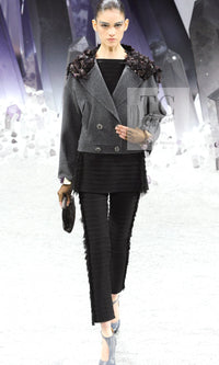 CHANEL 12A Gray Sailor Collar Wool Double Jacket 38 40 シャネル グレー セーラー カラー ウール ダブル ジャケット 即発