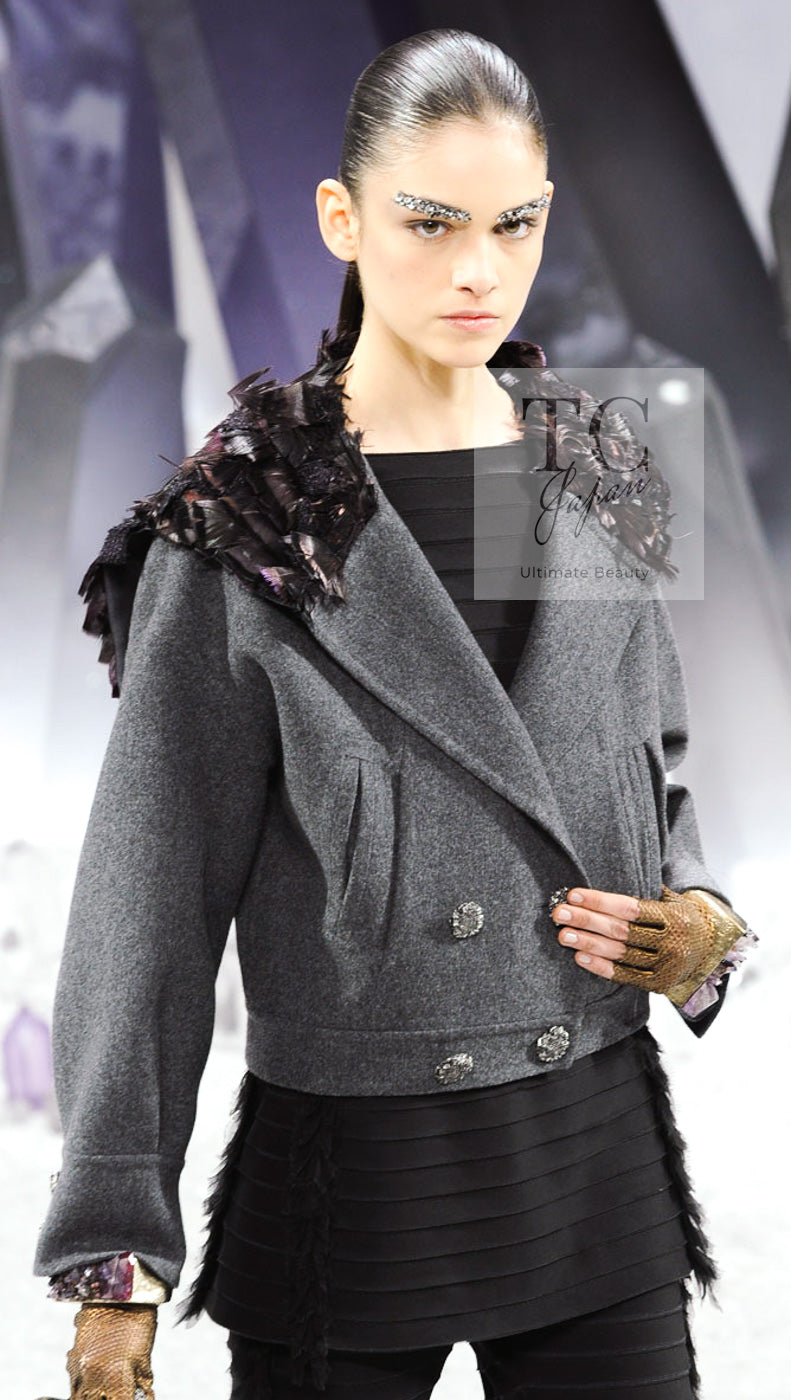 CHANEL 12A Gray Sailor Collar Wool Double Jacket 38 40 シャネル グレー セーラー カラー ウール ダブル ジャケット 即発