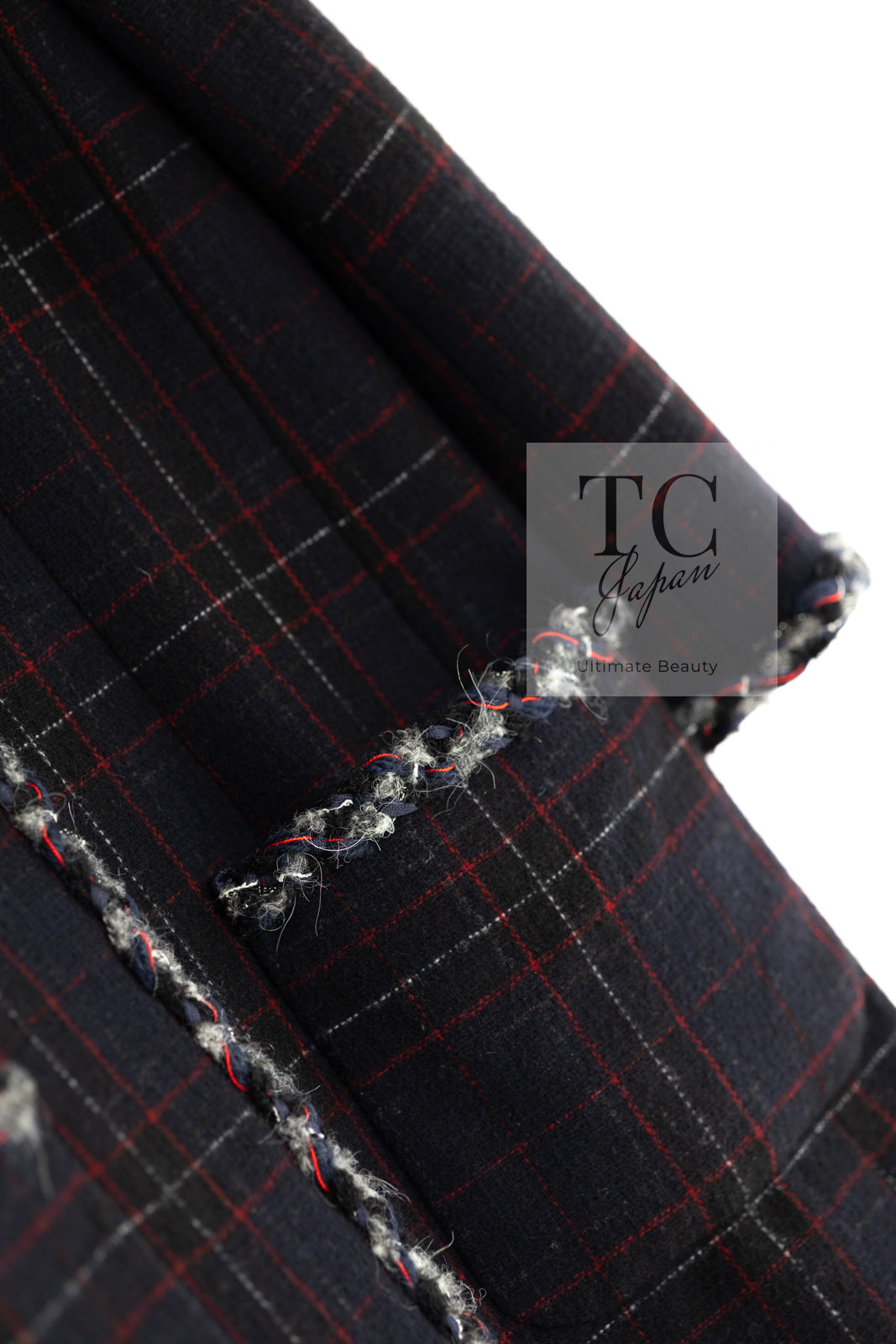 シャネル ジャケット コート CHANEL 13PF ブラック チェック ウール
