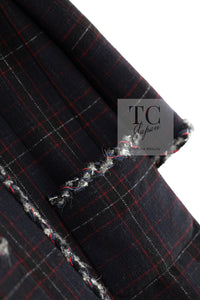 CHANEL 13PF Black Check Wool Cashmere Jacket Coat 36 シャネル ブラック チェック ウール カシミヤ ノーカラー ジャケット コート 即発