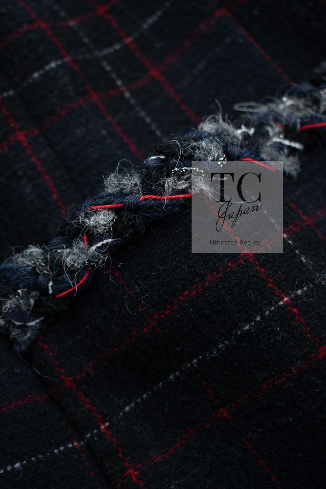 シャネル コート CHANEL ブラック チェック ウール カシミヤ ノー