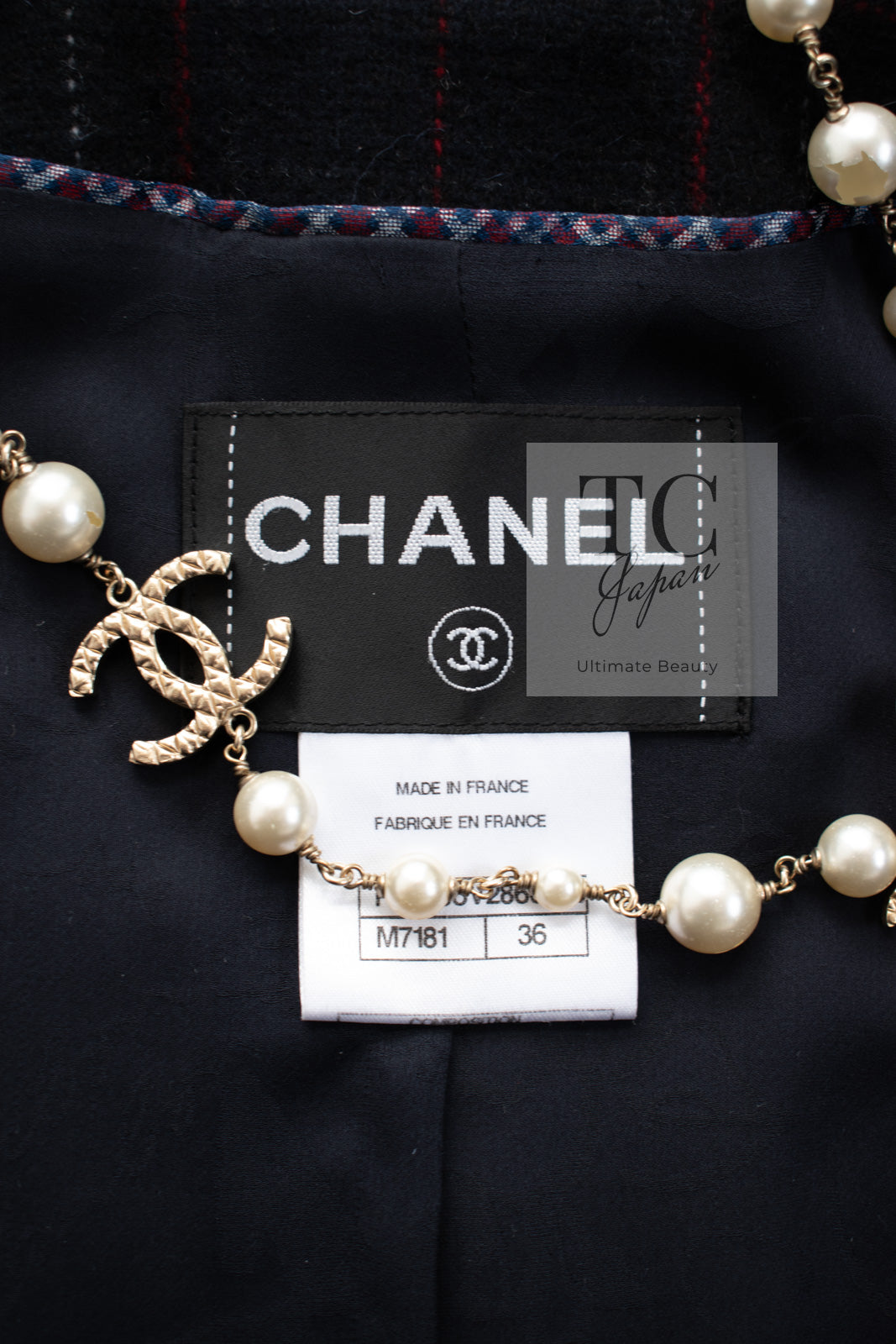シャネル コート CHANEL ブラック チェック ウール カシミヤ ノー
