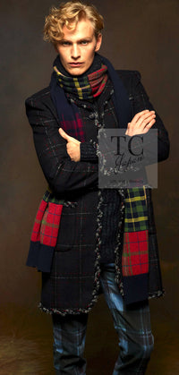 CHANEL 13PF Black Check Wool Cashmere Jacket Coat 36 シャネル ブラック チェック ウール カシミヤ ノーカラー ジャケット コート 即発