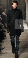 CHANEL 13PF Black Check Wool Cashmere Jacket Coat 36 シャネル ブラック チェック ウール カシミヤ ノーカラー ジャケット コート 即発