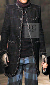 CHANEL 13PF Black Check Wool Cashmere Jacket Coat 36 シャネル ブラック チェック ウール カシミヤ ノーカラー ジャケット コート 即発