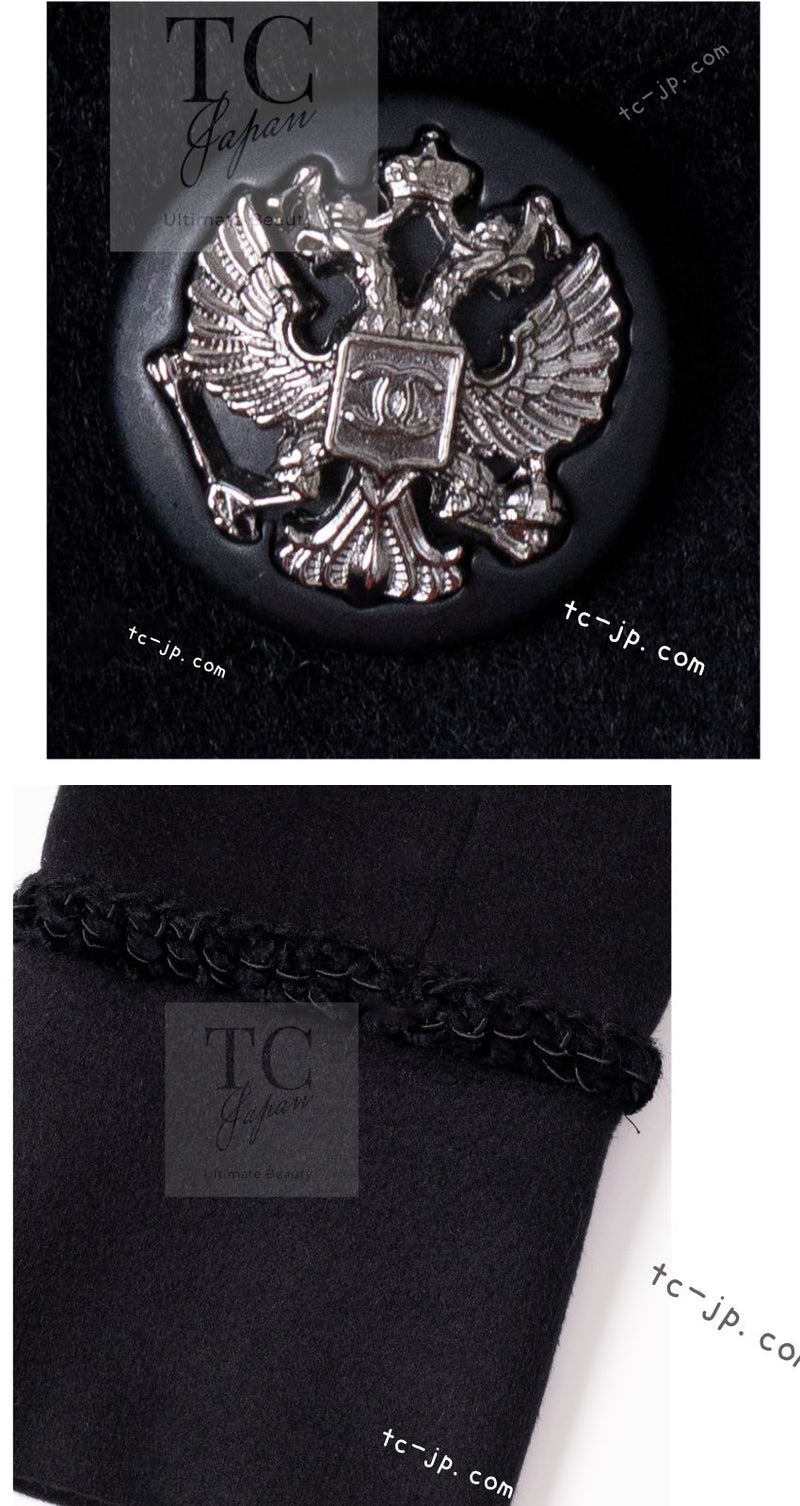 CHANEL 09PF Black Cashmere Belt Double Coat 36 38 シャネル ブラック カシミア ベルト ダブル コート 即発