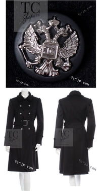 CHANEL 09PF Black Cashmere Belt Double Coat 36 38 シャネル ブラック カシミア ベルト ダブル コート 即発