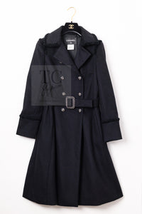 CHANEL 09PF Black Cashmere Belt Double Coat 36 38 シャネル ブラック カシミア ベルト ダブル コート 即発