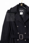 CHANEL 09PF Black Cashmere Belt Double Coat 36 38 シャネル ブラック カシミア ベルト ダブル コート 即発