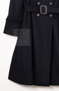 CHANEL 09PF Black Cashmere Belt Double Coat 36 38 シャネル ブラック カシミア ベルト ダブル コート 即発