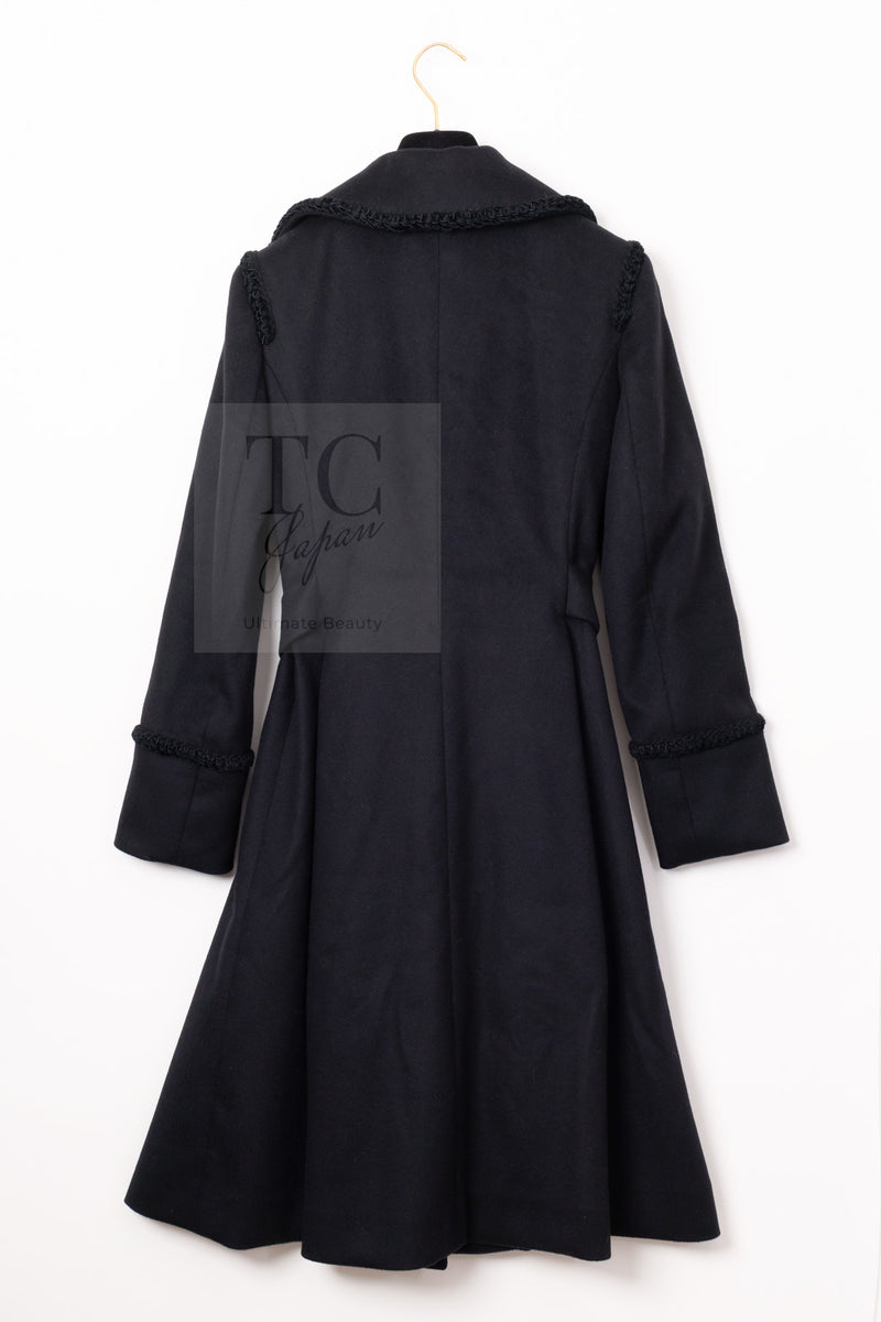 CHANEL 09PF Black Cashmere Belt Double Coat 36 38 シャネル ブラック カシミア ベルト ダブル コート 即発