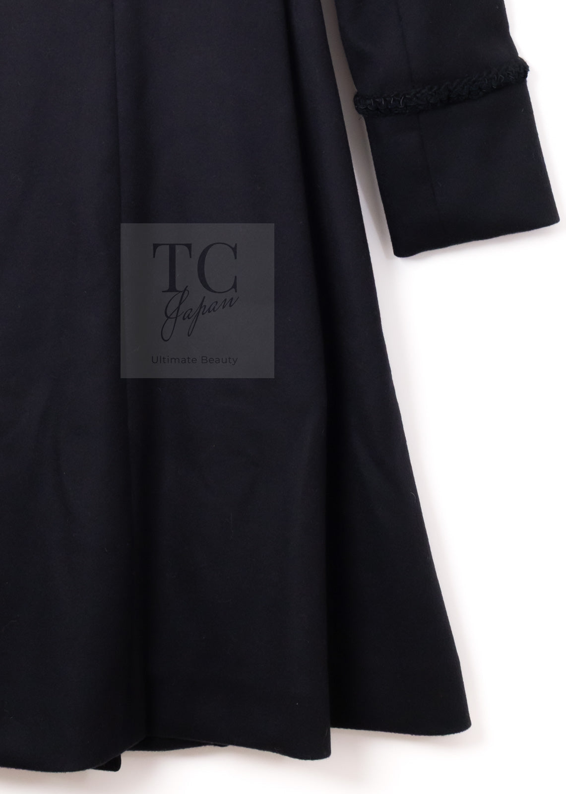 CHANEL 09PF Black Cashmere Belt Double Coat 36 38 シャネル ブラック カシミア ベルト ダブル コート 即発