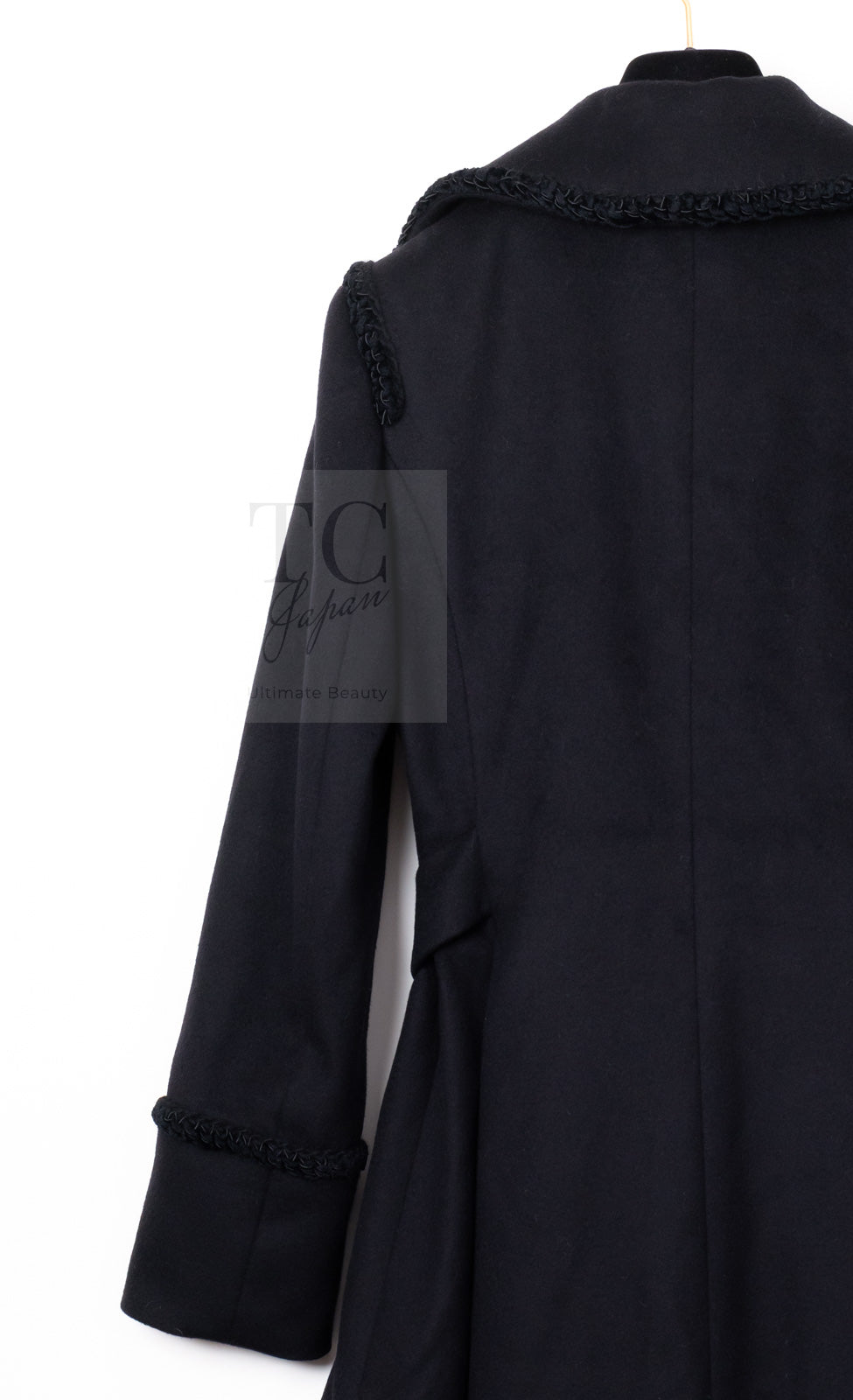CHANEL 09PF Black Cashmere Belt Double Coat 36 38 シャネル ブラック カシミア ベルト ダブル コート 即発