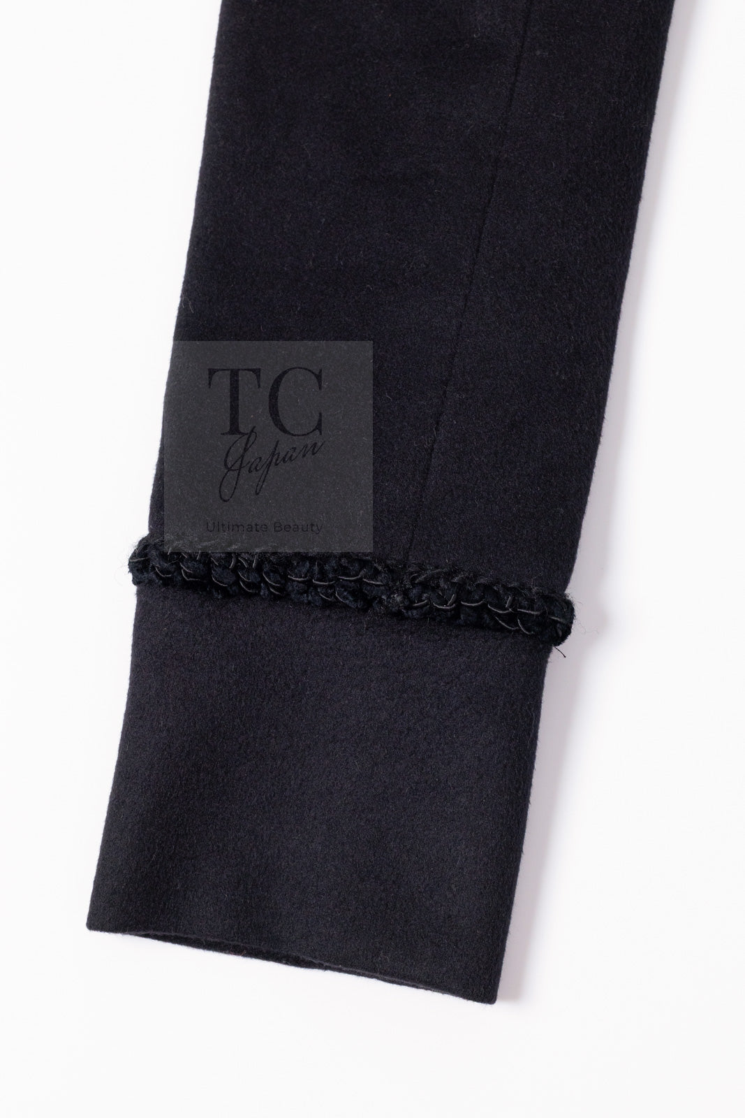 CHANEL 09PF Black Cashmere Belt Double Coat 36 38 シャネル ブラック カシミア ベルト ダブル コート 即発