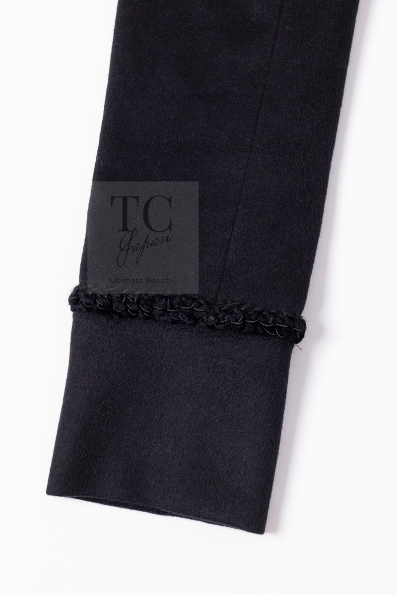 CHANEL 09PF Black Cashmere Belt Double Coat 36 38 シャネル ブラック カシミア ベルト ダブル コート 即発