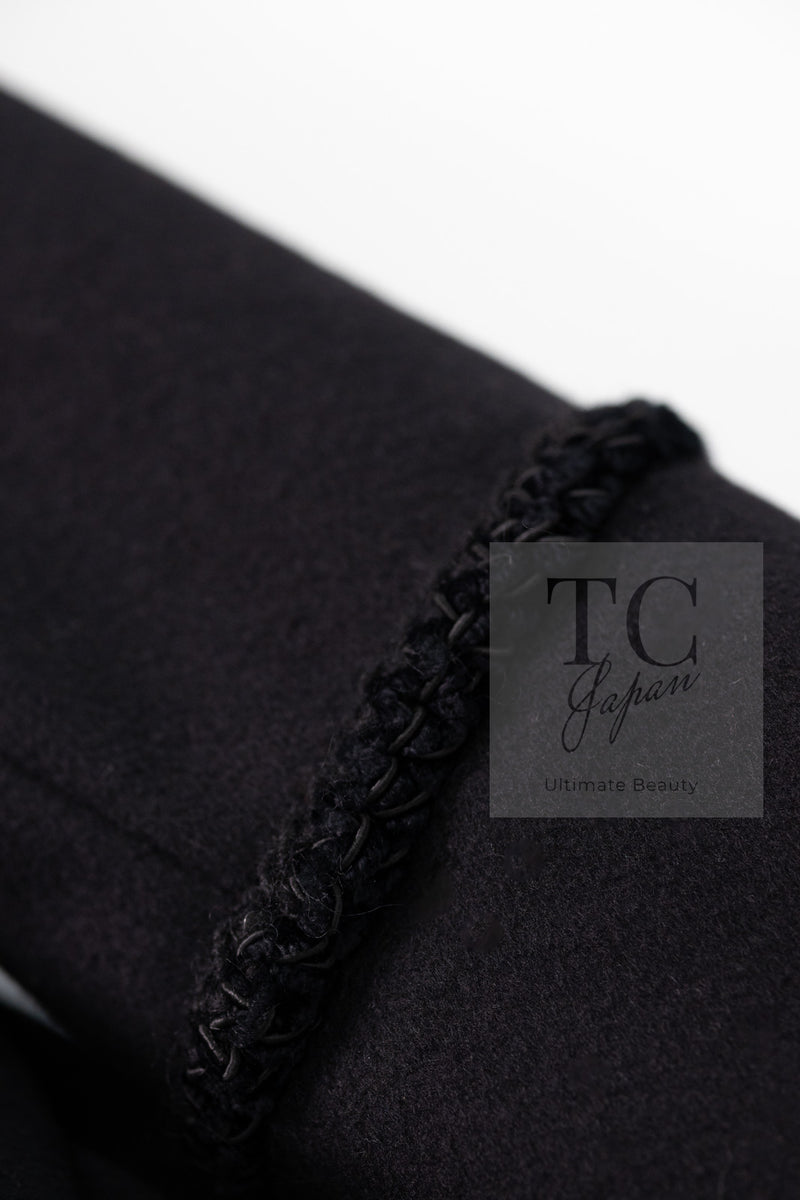 CHANEL 09PF Black Cashmere Belt Double Coat 36 38 シャネル ブラック カシミア ベルト ダブル コート 即発