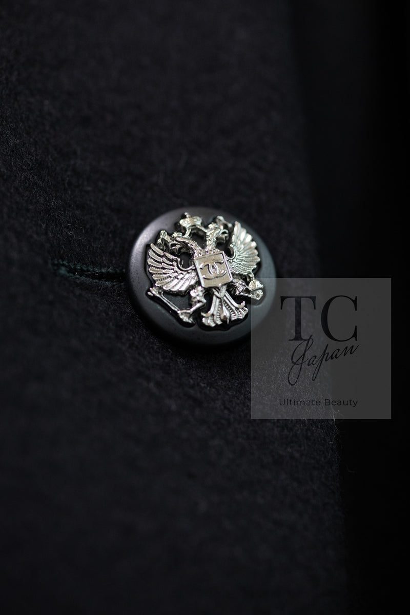 CHANEL 09PF Black Cashmere Belt Double Coat 36 38 シャネル ブラック カシミア ベルト ダブル コート 即発