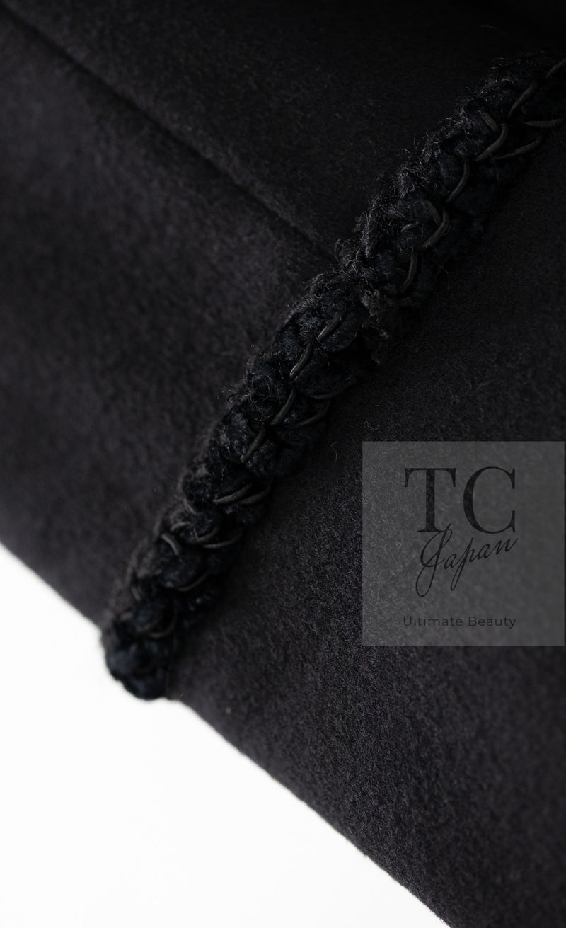 CHANEL 09PF Black Cashmere Belt Double Coat 36 38 シャネル ブラック カシミア ベルト ダブル コート 即発