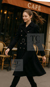 CHANEL 09PF Black Cashmere Belt Double Coat 36 38 シャネル ブラック カシミア ベルト ダブル コート 即発