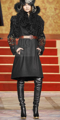 CHANEL 09PF Black Cashmere Belt Double Coat 36 38 シャネル ブラック カシミア ベルト ダブル コート 即発