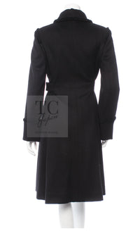 CHANEL 09PF Black Cashmere Belt Double Coat 36 38 シャネル ブラック カシミア ベルト ダブル コート 即発