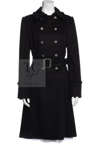 CHANEL 09PF Black Cashmere Belt Double Coat 36 38 シャネル ブラック カシミア ベルト ダブル コート 即発