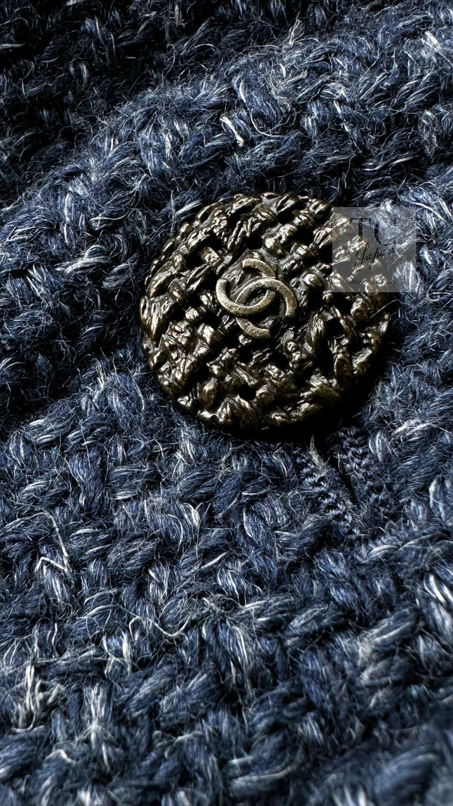 CHANEL 12A Navy Boa Collars Wool Double Breasted Tweed Jacket Coat 36 38 シャネル ネイビー ボア襟付き ウール ダブル コート ジャケット 即発