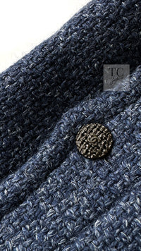 CHANEL 12A Navy Boa Collars Wool Double Breasted Tweed Jacket Coat 36 38 シャネル ネイビー ボア襟付き ウール ダブル コート ジャケット 即発