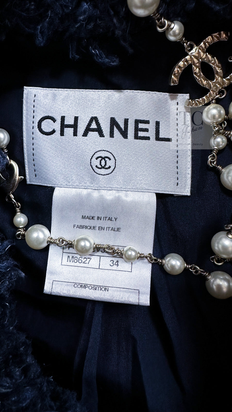 CHANEL 12A Navy Boa Collars Wool Double Breasted Tweed Jacket Coat 36 38 シャネル ネイビー ボア襟付き ウール ダブル コート ジャケット 即発