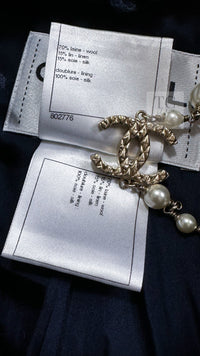 CHANEL 12A Navy Boa Collars Wool Double Breasted Tweed Jacket Coat 36 38 シャネル ネイビー ボア襟付き ウール ダブル コート ジャケット 即発