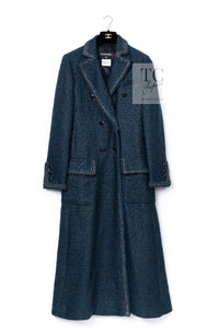CHANEL 12A Emerald Green Metallic Long Tweed Coat 34 36 シャネル エメラルド グリーン メタリック ツイード ロング コート 即発