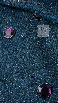 CHANEL 12A Emerald Green Metallic Long Tweed Coat 34 36 シャネル エメラルド グリーン メタリック ツイード ロング コート 即発