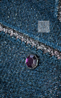 CHANEL 12A Emerald Green Metallic Long Tweed Coat 34 36 シャネル エメラルド グリーン メタリック ツイード ロング コート 即発