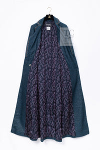 CHANEL 12A Emerald Green Metallic Long Tweed Coat 34 36 シャネル エメラルド グリーン メタリック ツイード ロング コート 即発