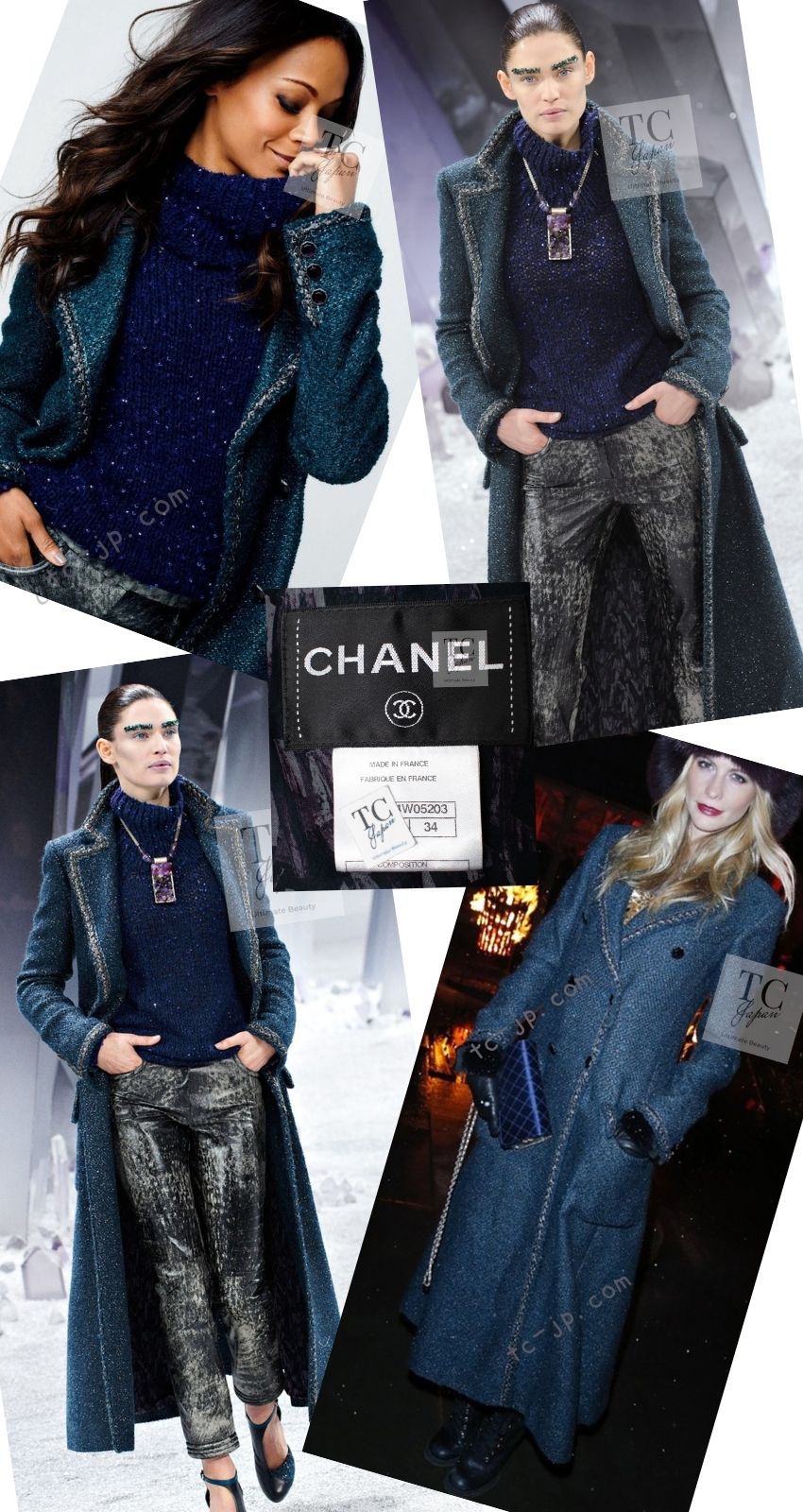 CHANEL 12A Emerald Green Metallic Long Tweed Coat 34 36 シャネル エメラルド グリーン メタリック ツイード ロング コート 即発